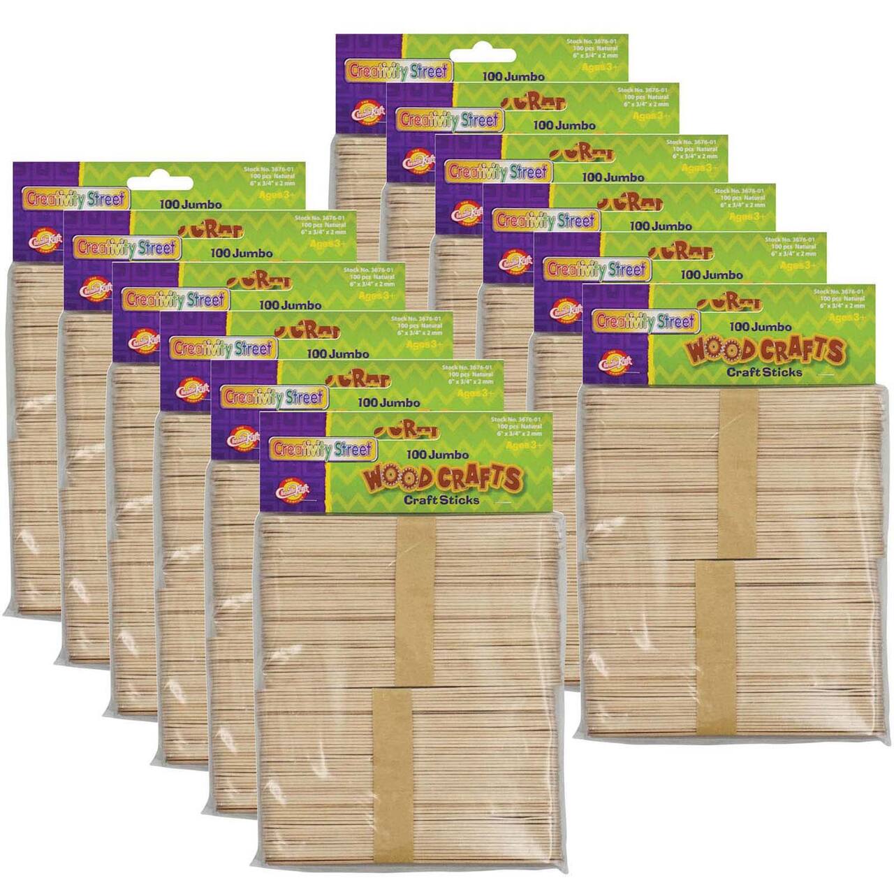 Creativity Street® Jumbo Craft Sticks, 12 Packs of 100